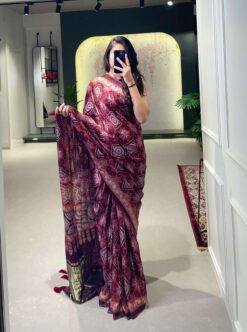 Sumshy Wedding Wear Printed Gaji Silk Sarees