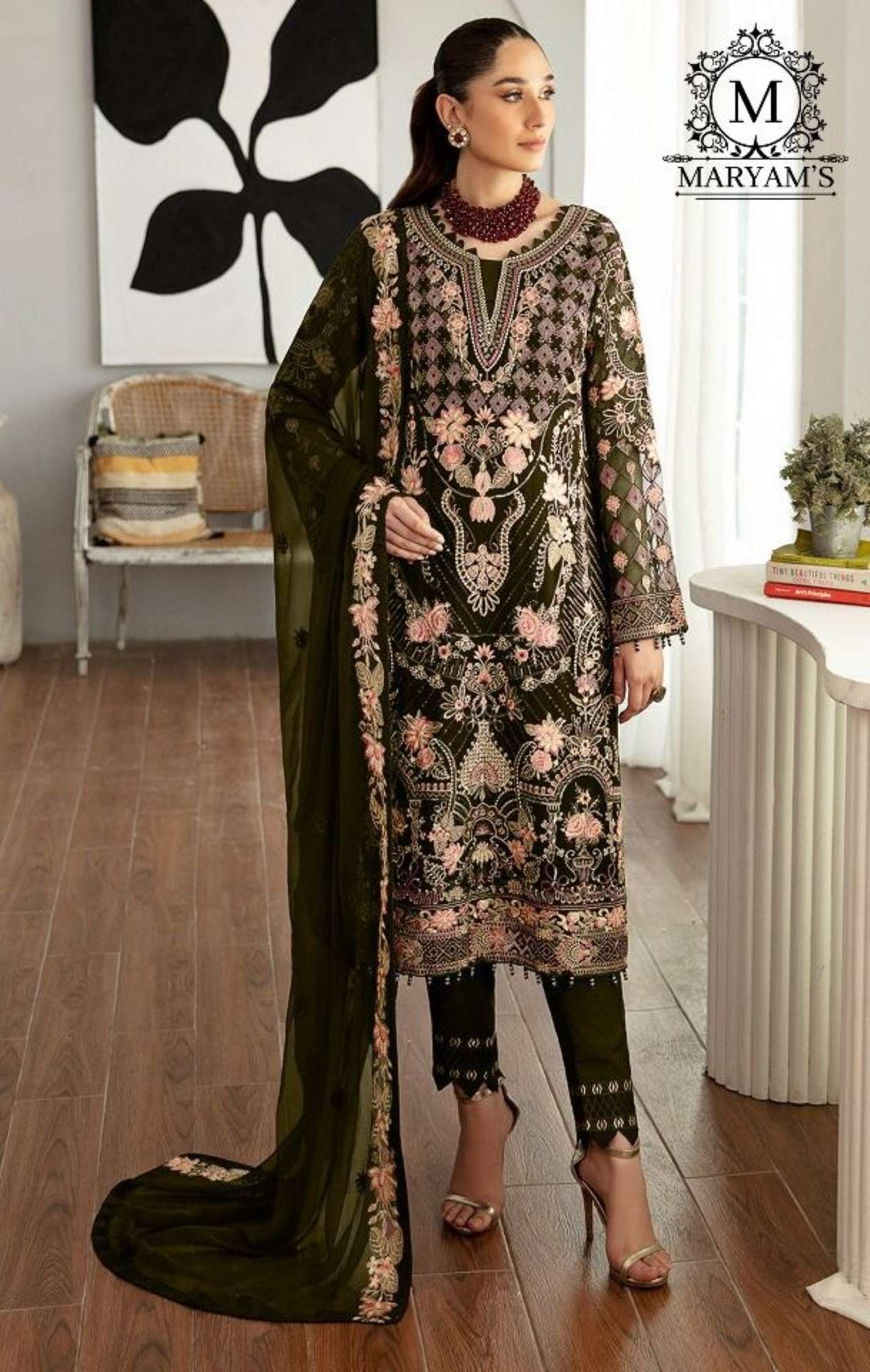 Sumshy Maryams Embroidery Heavy Georgette Dress Material