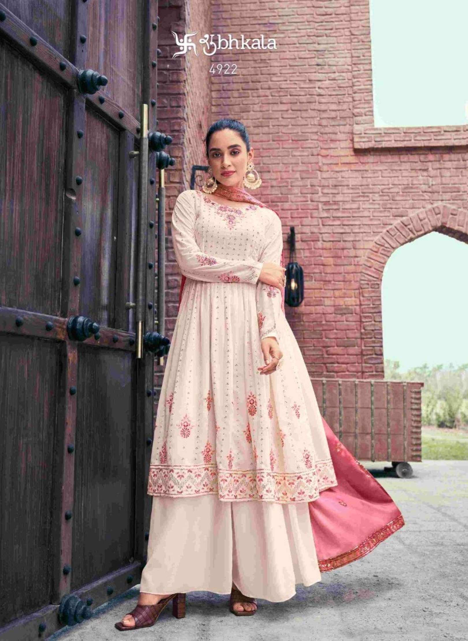 Shubhkala Flory Embroidery Georgette Readymade Dress