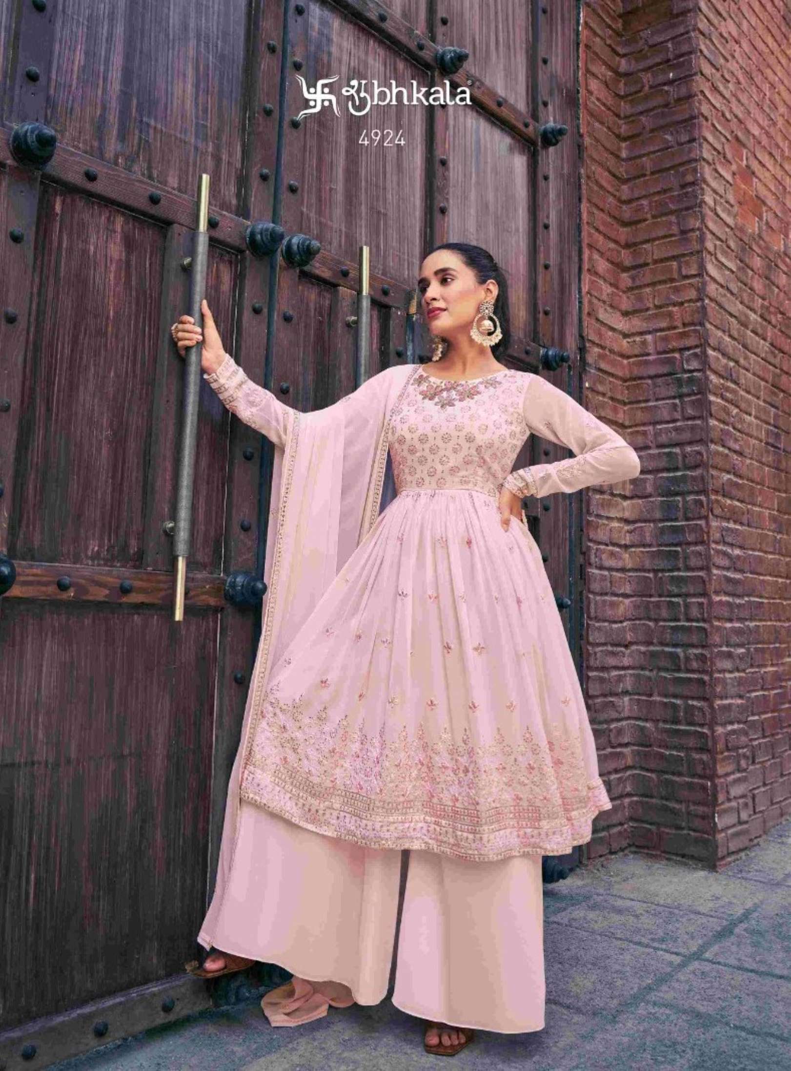 Shubhkala Flory Embroidery Georgette Readymade Dress