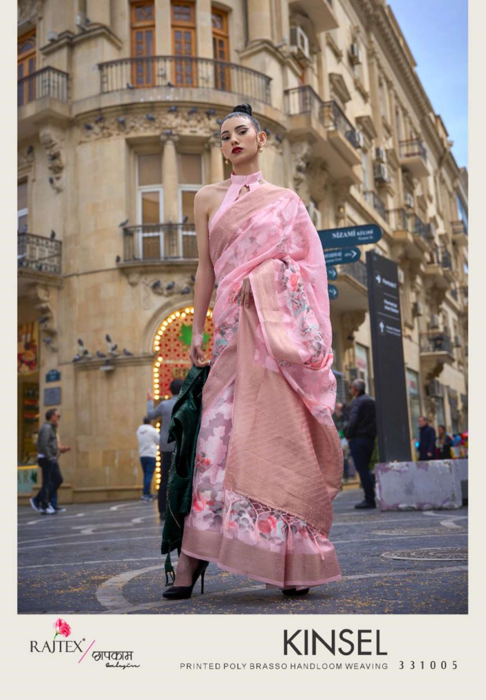 Rajtex Kinsel Polly Brasso Floral Printed Sarees