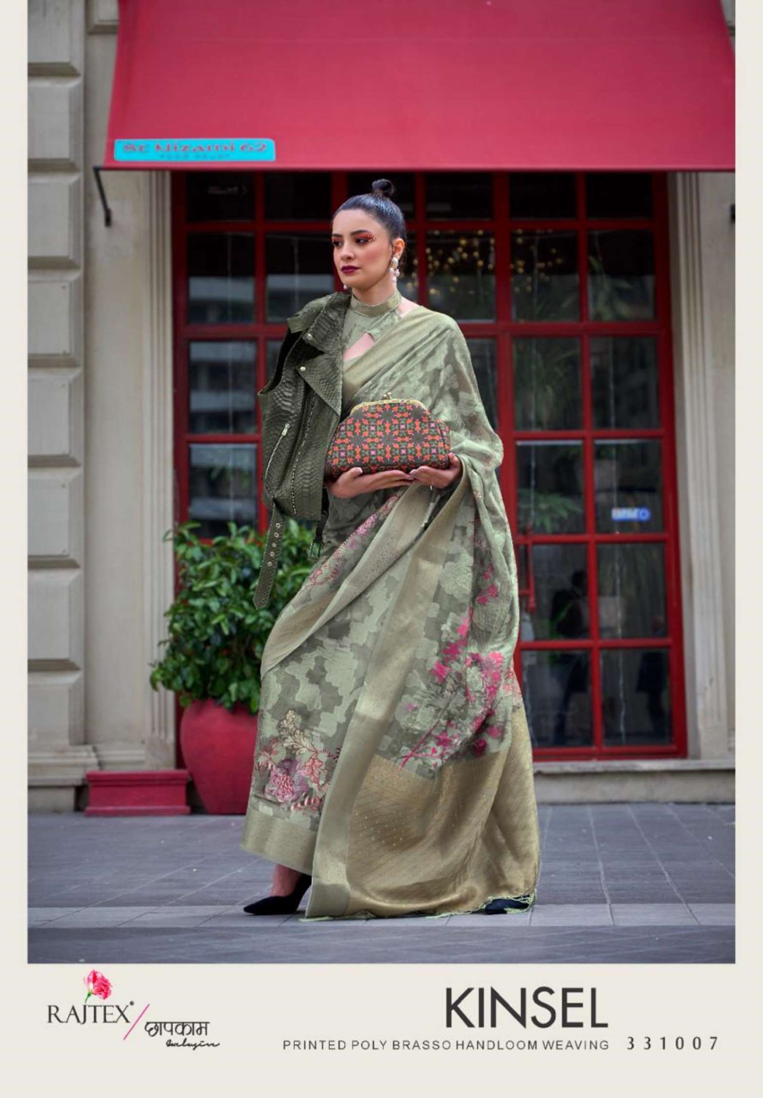 Rajtex Kinsel Polly Brasso Floral Printed Sarees