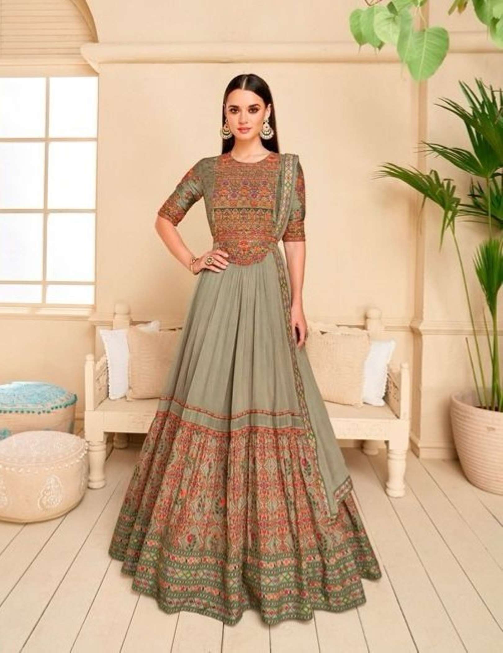 Sayuri Khwaab Real Georgette Silk Gown With Dupatta
