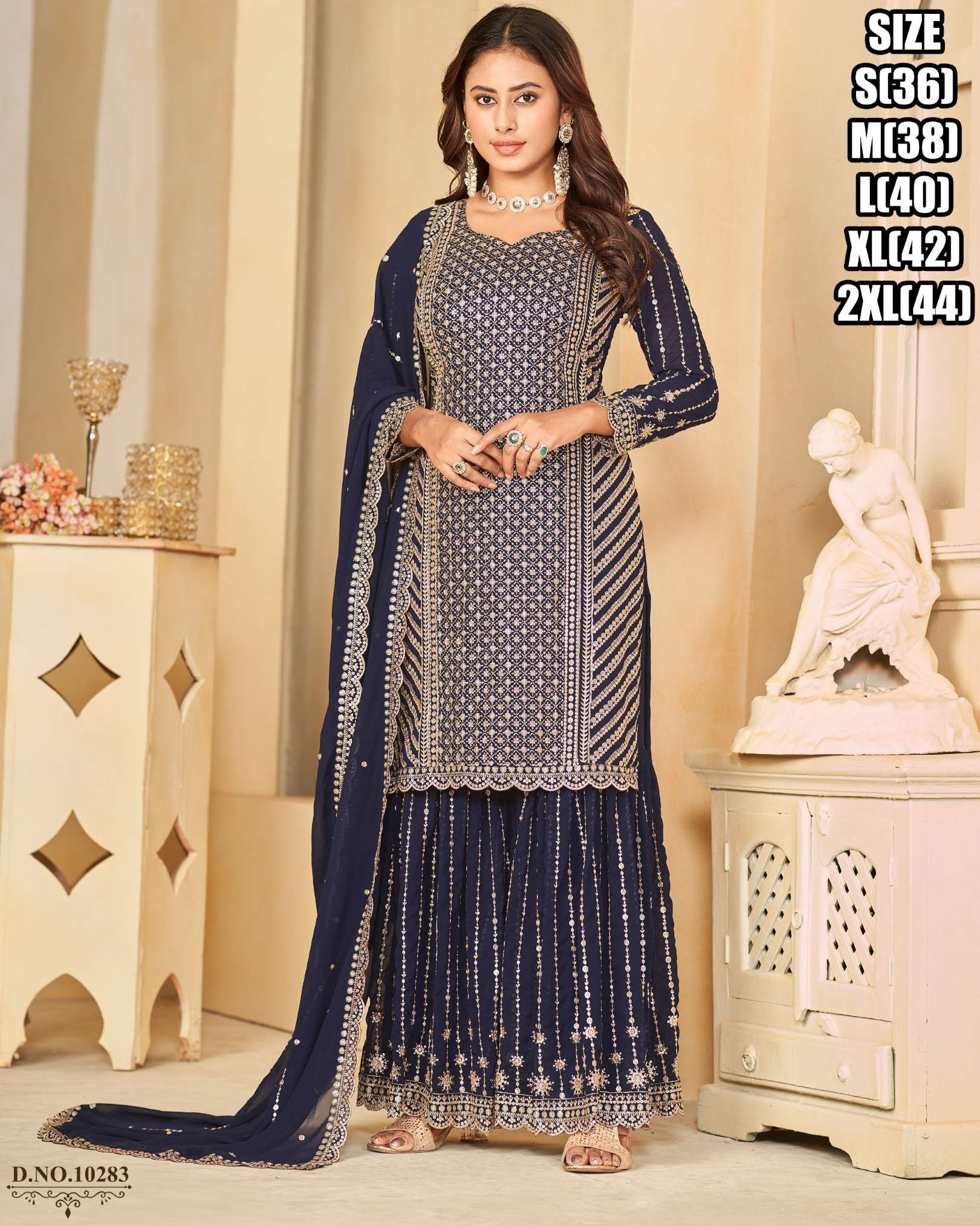 Sumshy Faux Georgette With Embroidery Work Readymade Dress