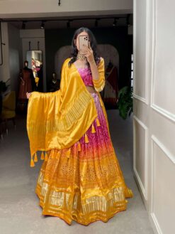 Sumshy Digital Printed Pure Gaji Silk Lehenga Choli