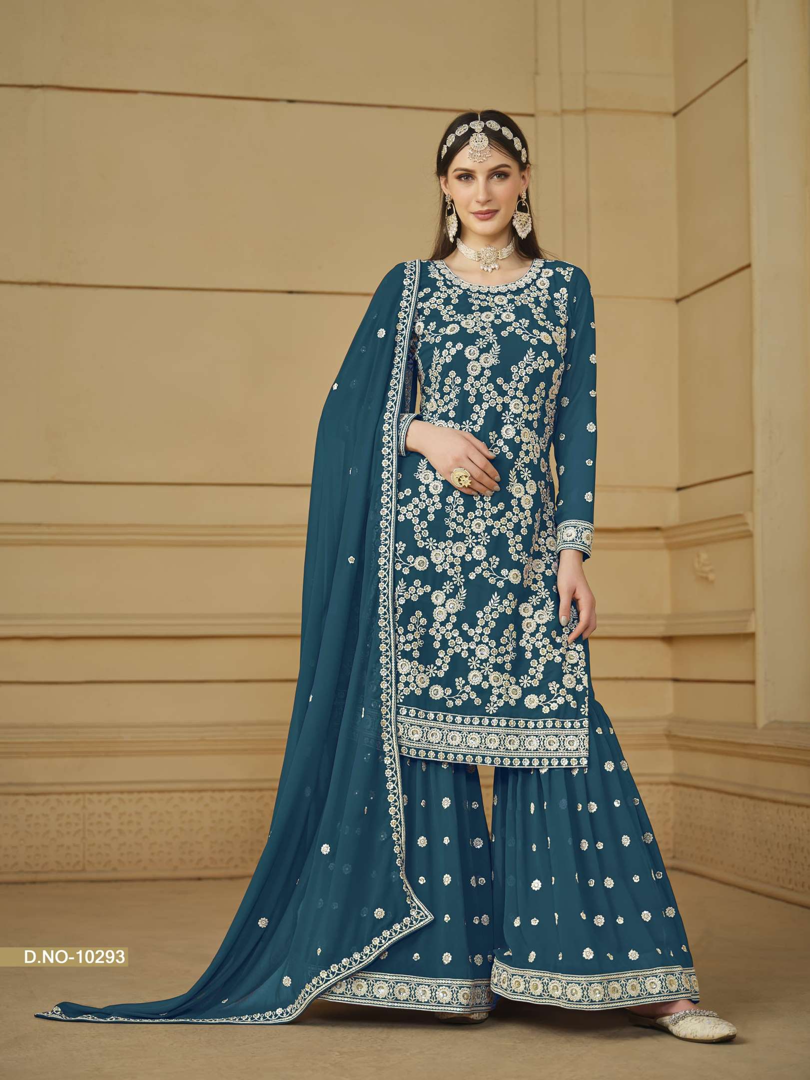Sumshy Anjubaa Faux Georgette Embroidery Readymade Dress