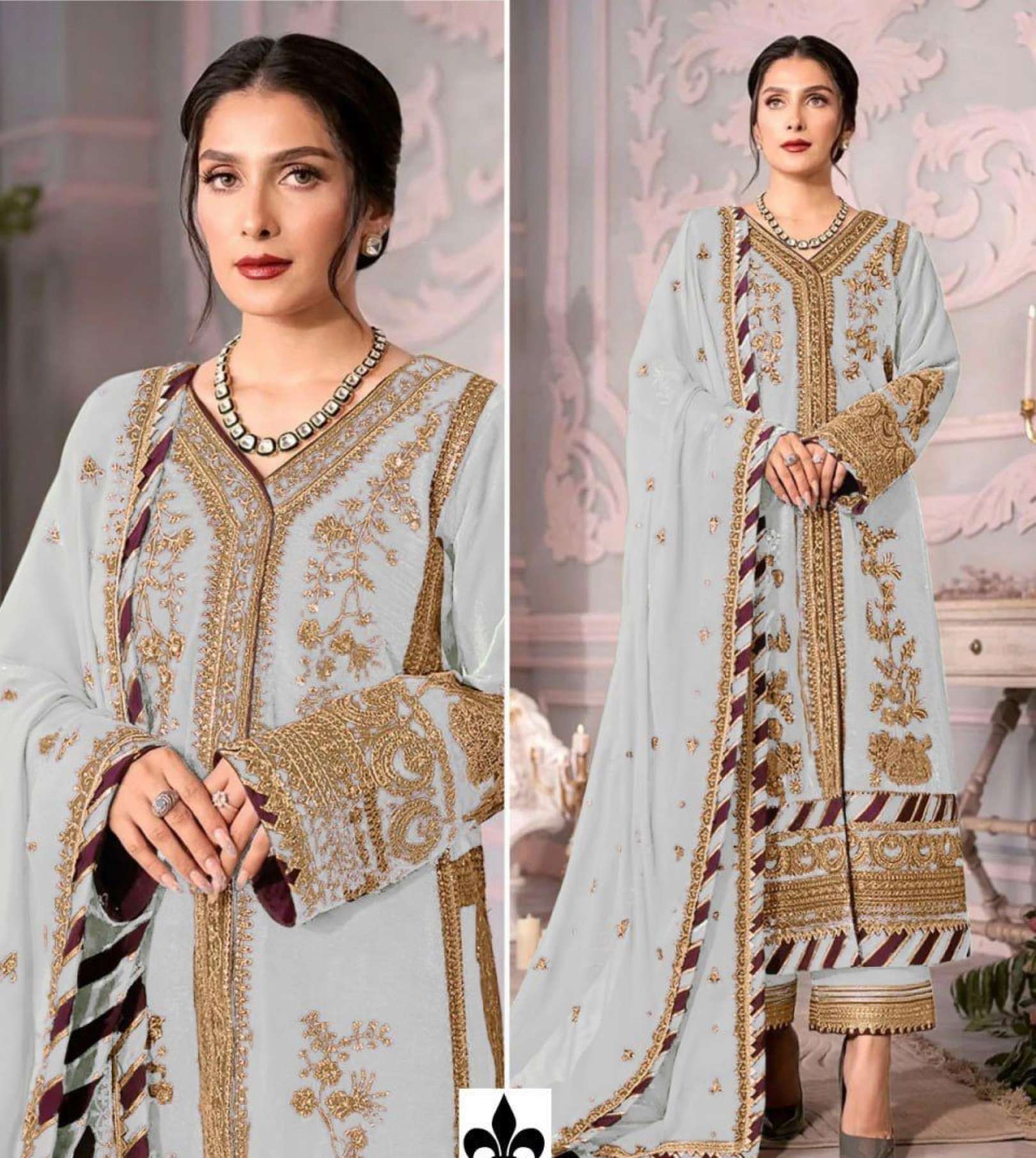 Sumshy Heavy Georgette With Embroidery Work Dress Material
