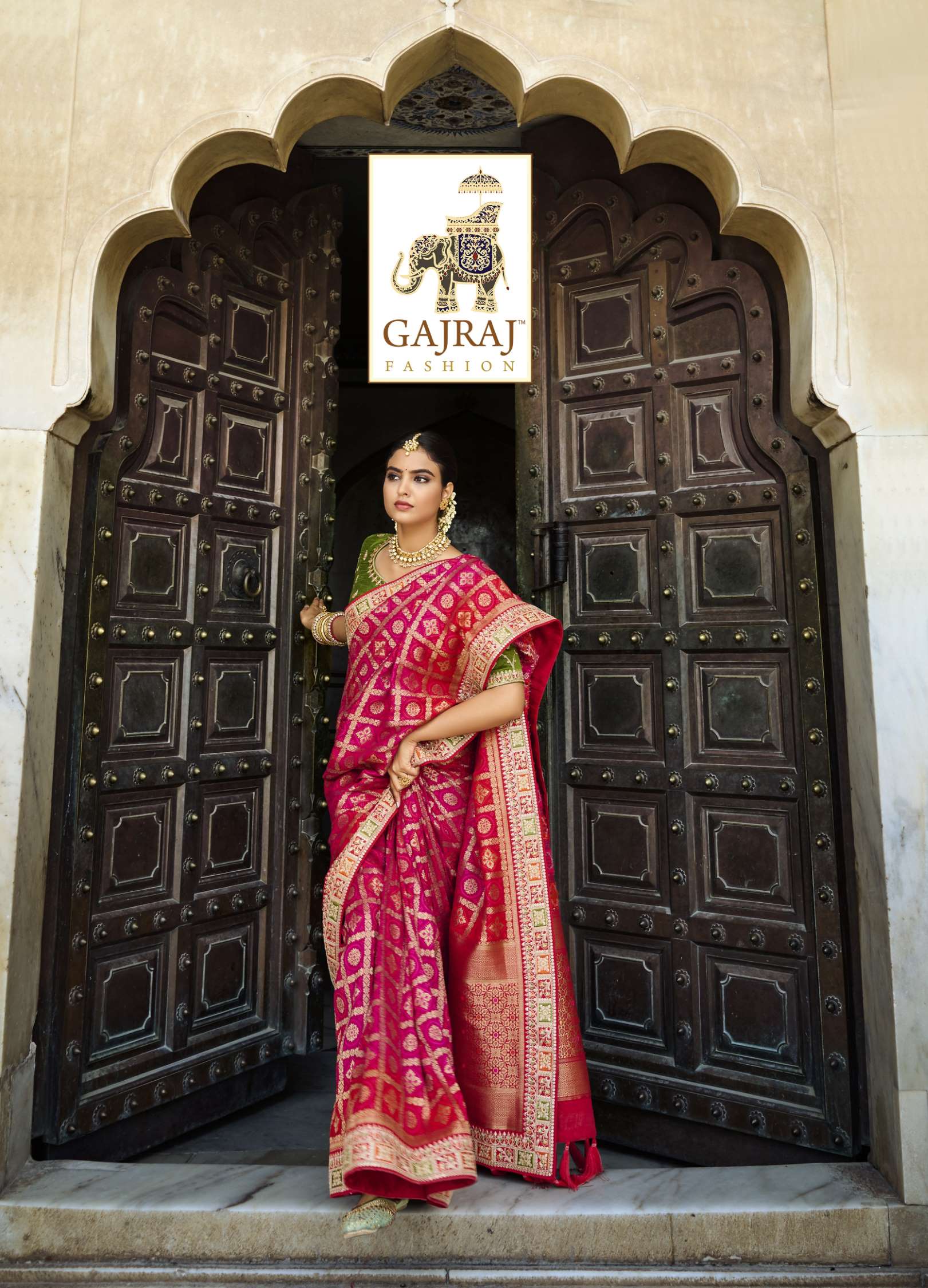 Sumshy Wedding Wear Embroidery Dola Silk Latest Saree