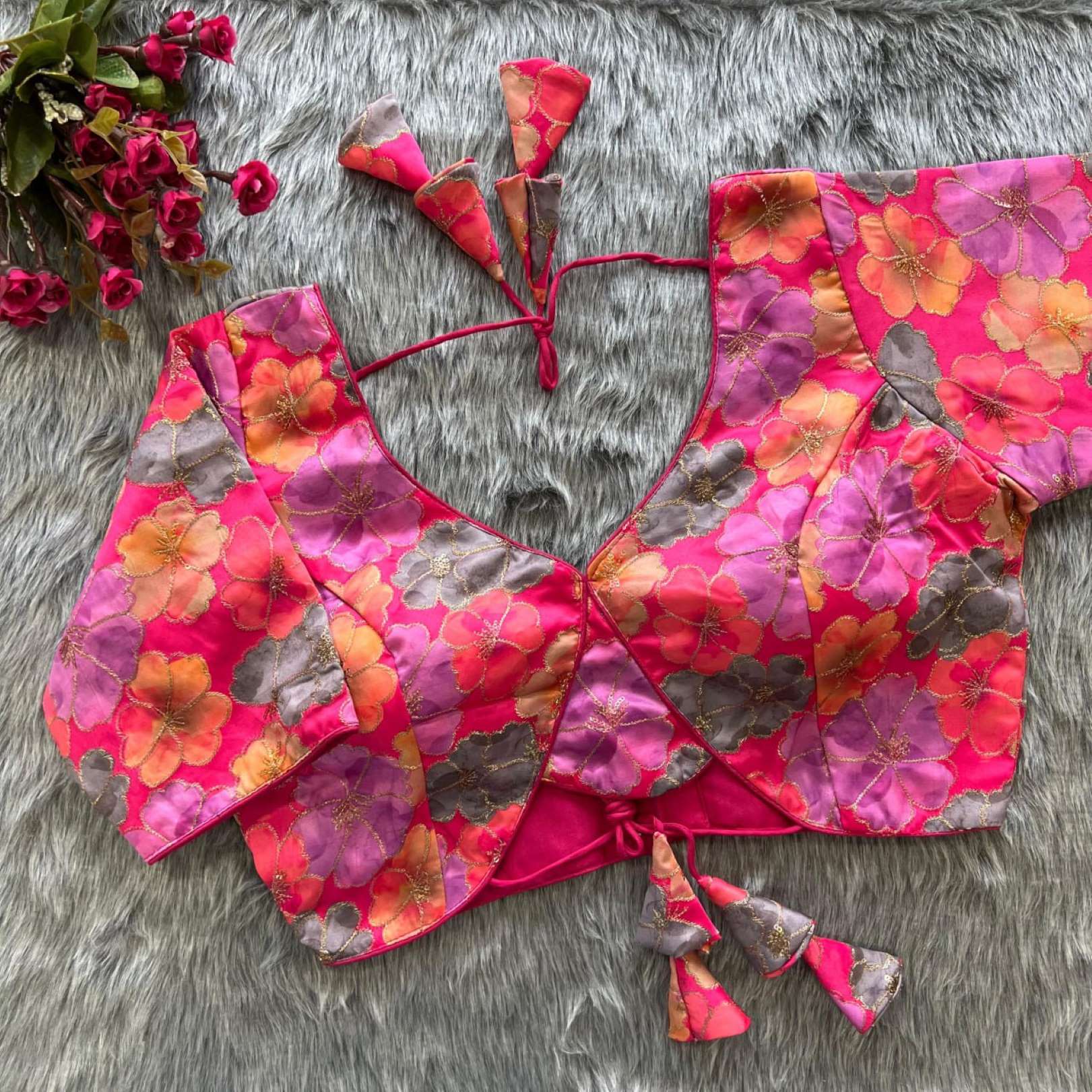 Sumshy Latest Party Wear Embroidery Malai Silk Designer Blouse