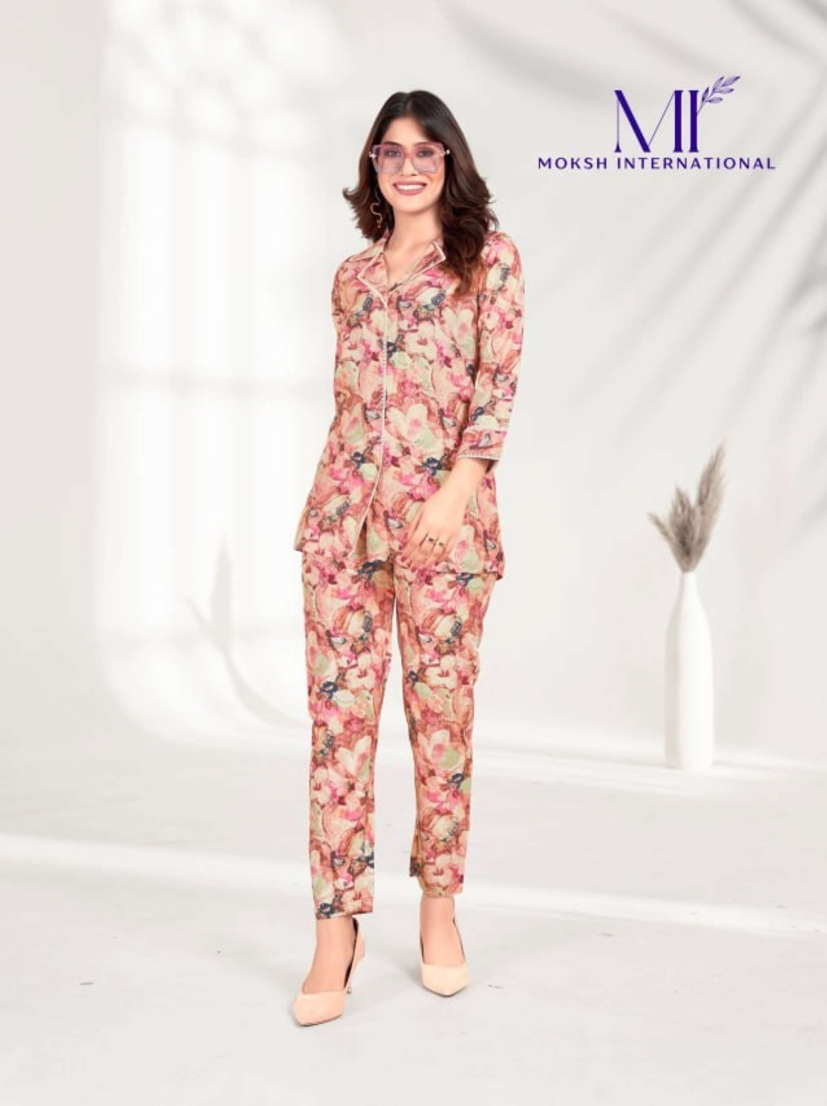 Moksh Milky Printed Premium Rayon Co-ord Set