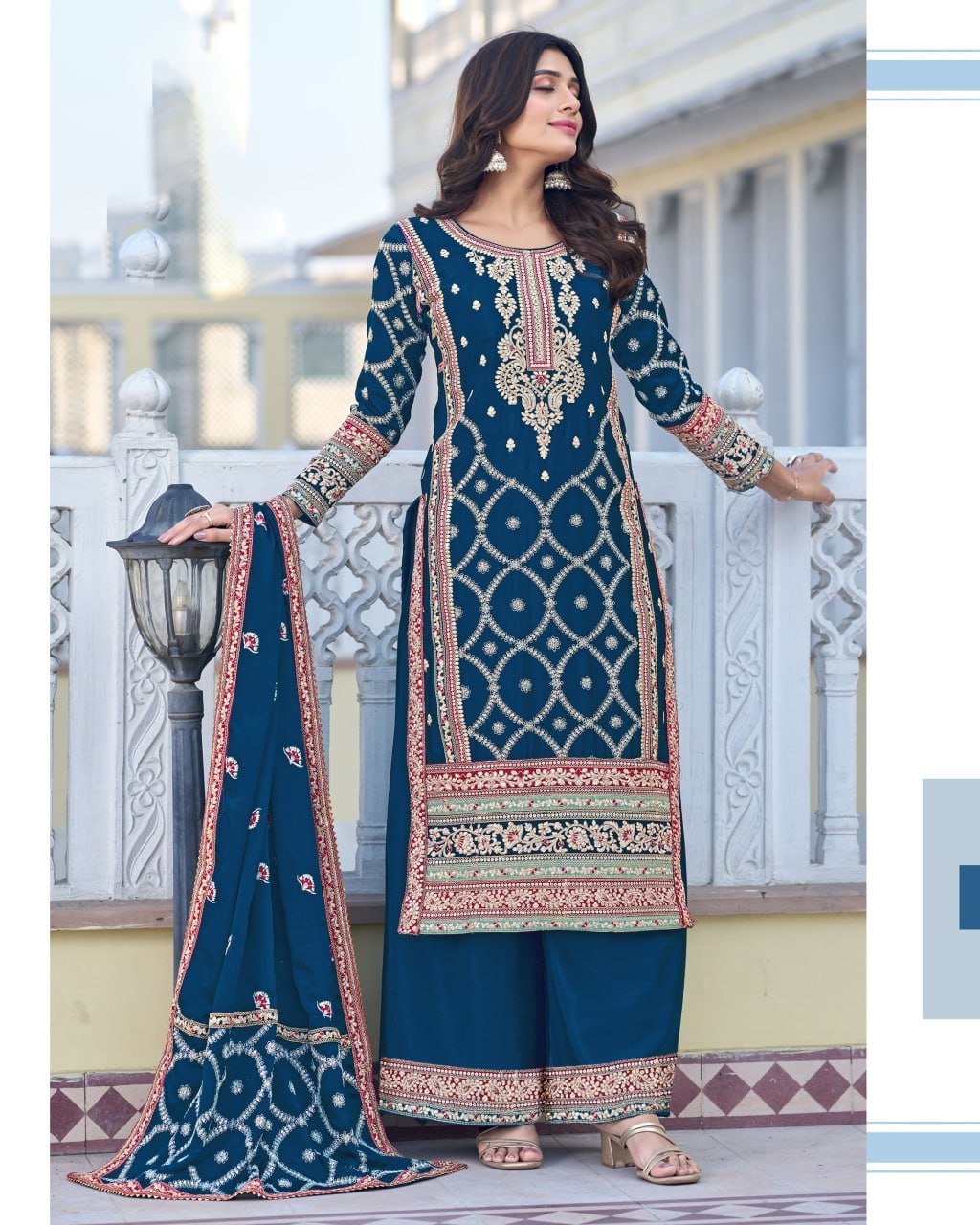 Sumshy Party Wear Designer Heavy Chinon Silk Dress Material