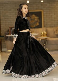 Sumshy Kid Wear Fancy Black Lehenga Choli With Embroidery Work