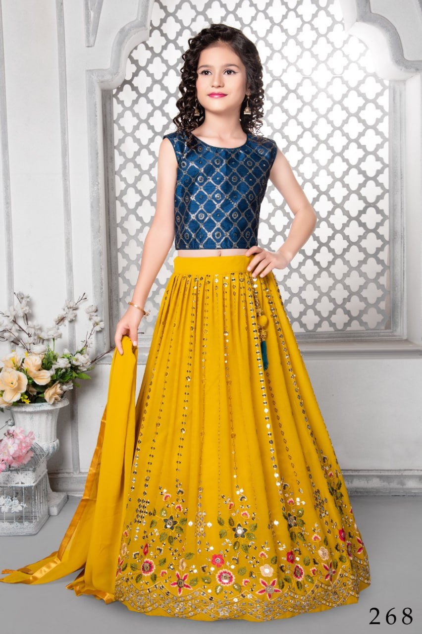 Catalog : SSDLehenga Choli Fabric Details Lehenga : Fox Georgette Choli : Fox Georgette Dupatta : Fox Georgette Size : 5 to to 12 Year Work : Heavy Embroidery Sequence Wholesale & Export by SUMSHY ENTERPRISE