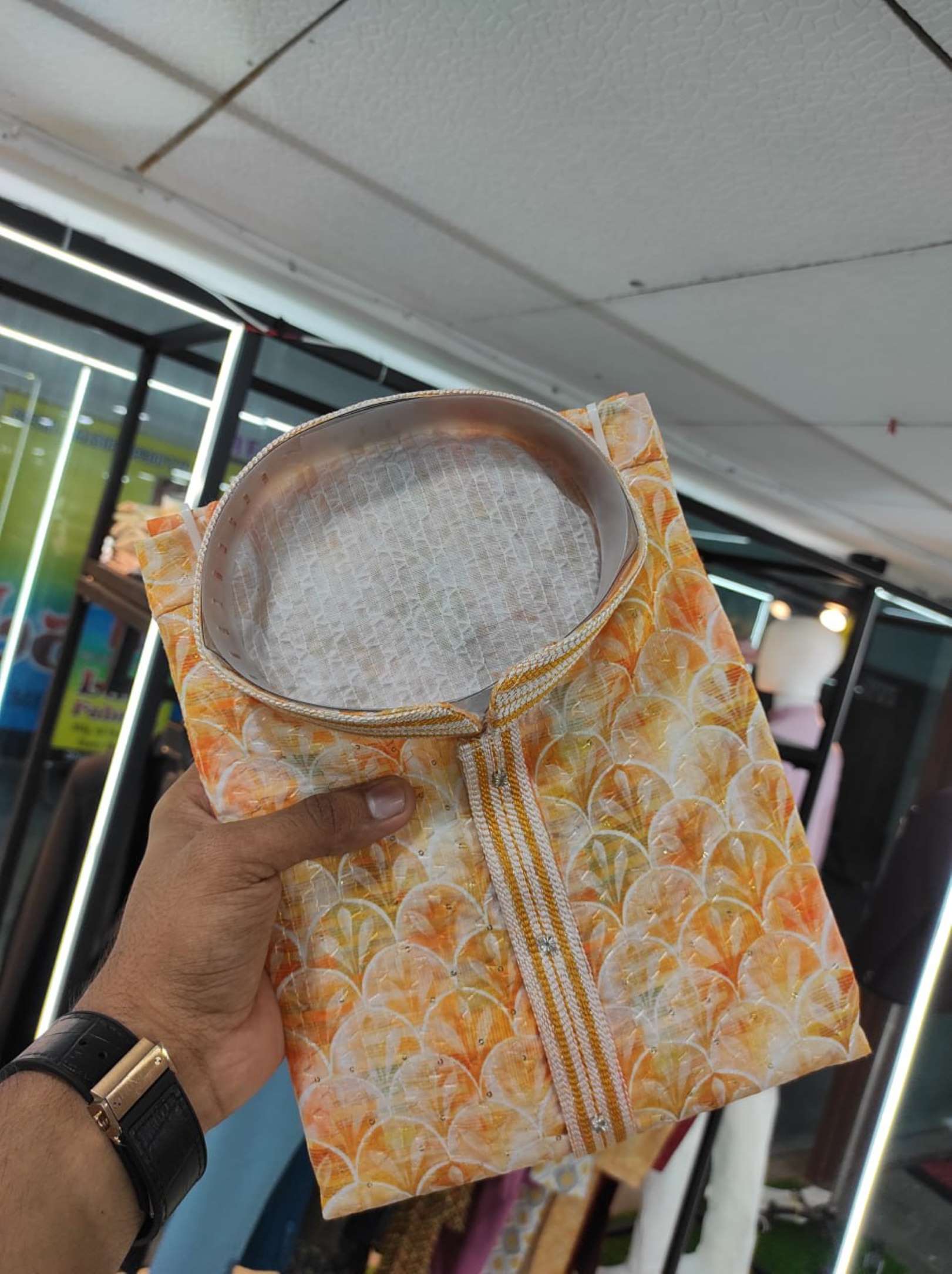 Sumshy Printed Linen Cotton Mix Mens Kurta Pajama