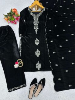 Sumshy Ladies Wear Black Velvet Pakistani Dress