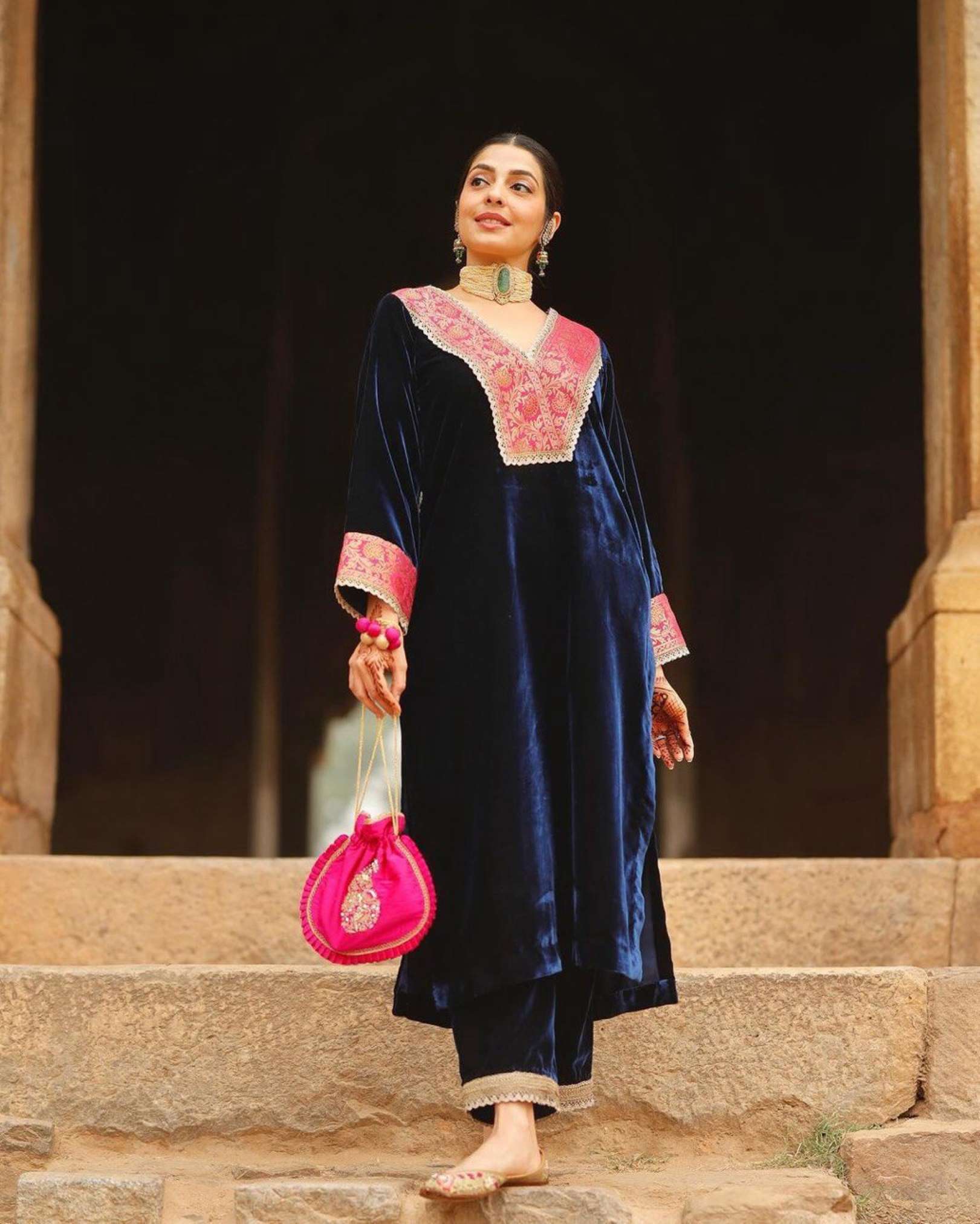 Sumshy Latest Jacquard Velvet Pakistani Dress
