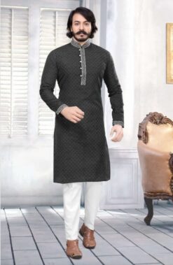 Sumshy Radhey Designer Silk Jacquard Mens Kurta Pajama