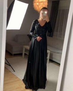 Sumshy Party Wear Black Sequence Heavy Silk Gown