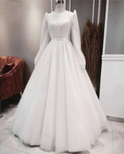 Sumshy Wedding Wear Heavy Net White Gown