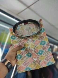 Sumshy Wedding Wear Printed Silk Mens Kurta Pajama