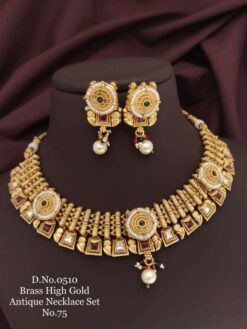 Sumshy Wedding Wear Atrificial Brass High Gold Necklace Set