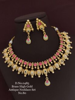 Sumshy Latest Design Brass Gold Antique Necklace Set