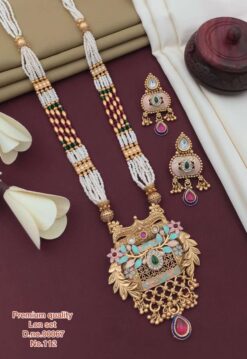 Sumshy Wedding Wear Latest Artificial Moti Gold Lon Set