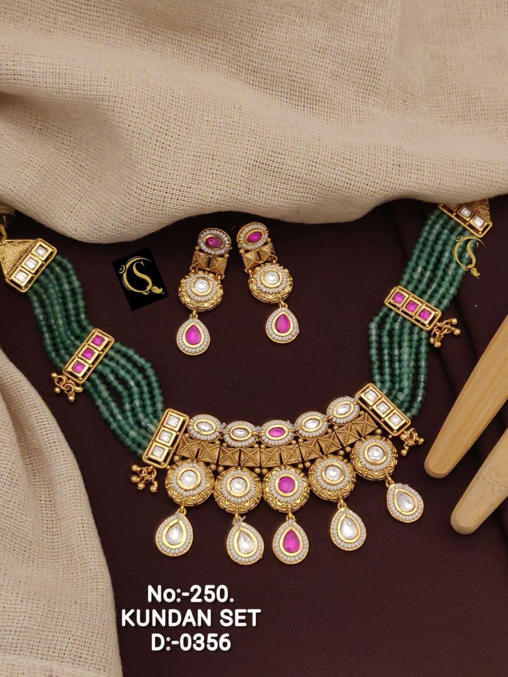 Sumshy Wedding Wear Artificial Moti Kundan Set