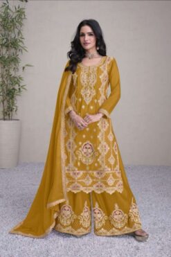 Gulkayra Hirwa Embroidered Real Chinon Readymade Suit