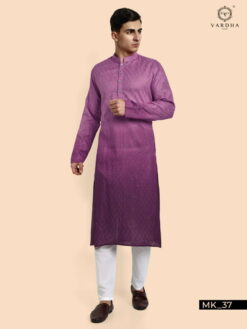 Sumshy Festival Wear Purple Cotton Kurta Pajama For Mens