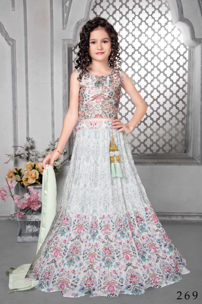 Catalog : SSDLehenga Choli Fabric Details Lehenga : Fox Georgette Choli : Fox Georgette Dupatta : Fox Georgette Size : 5 to to 12 Year Work : Heavy Embroidery Sequence Wholesale & Export by SUMSHY ENTERPRISE