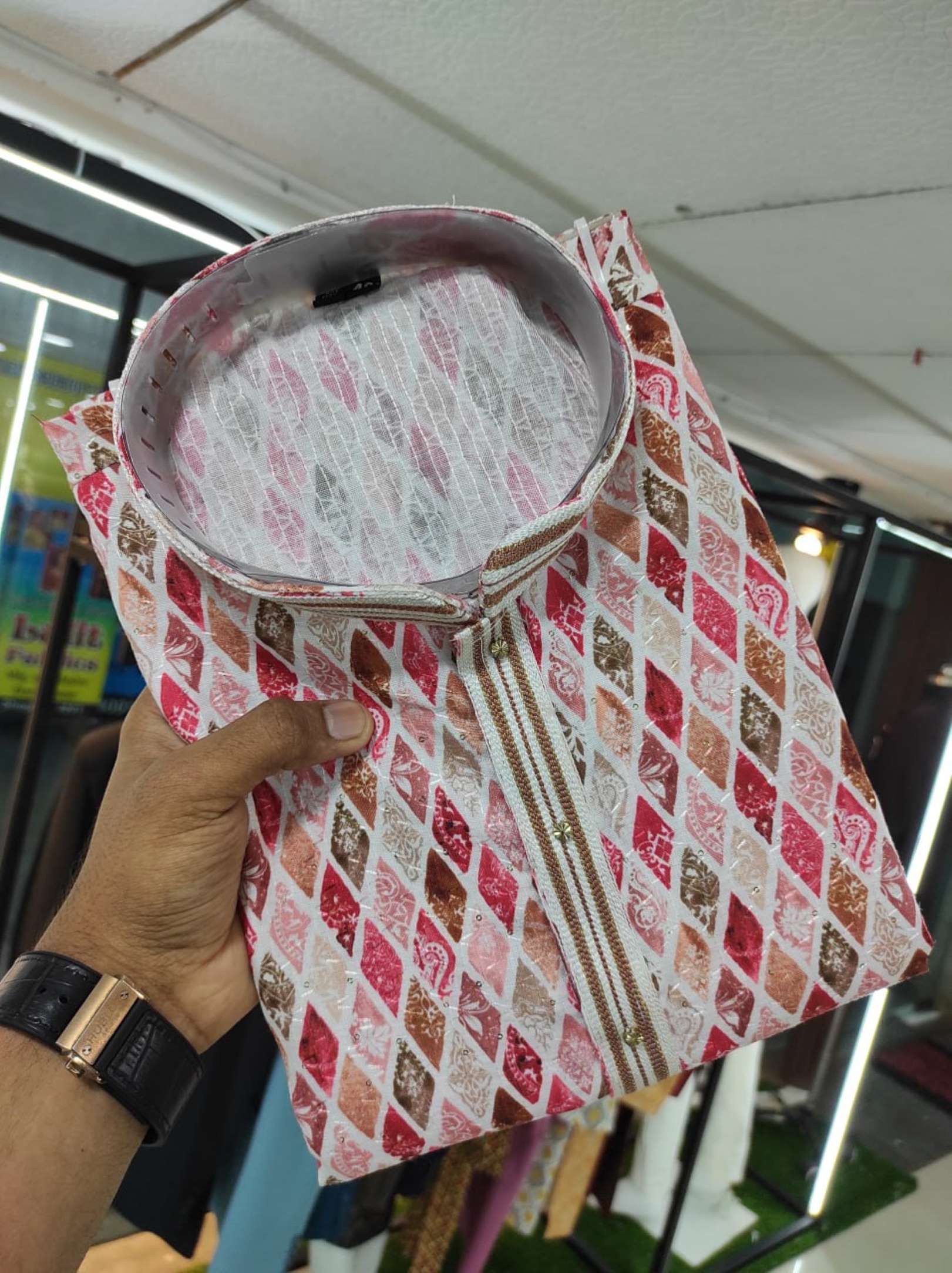 Sumshy Printed Linen Cotton Mix Mens Kurta Pajama