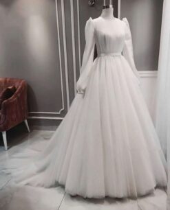 Sumshy Wedding Wear Heavy Net White Gown