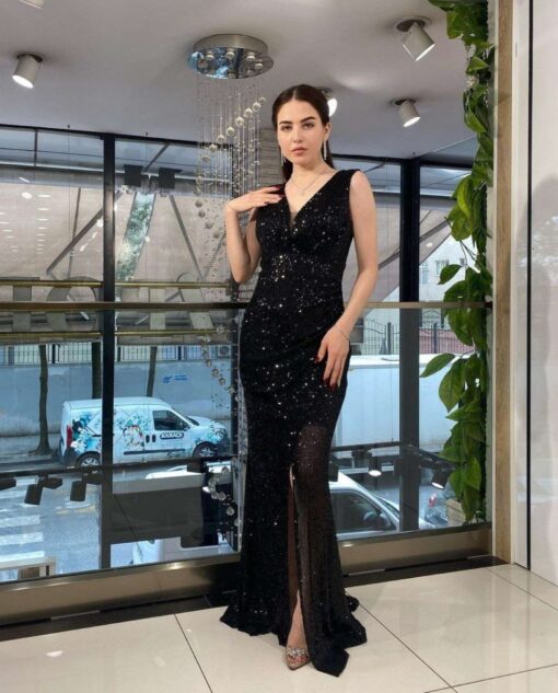 Sumshy Designer Georgette Sequence Work Bodycon Dress