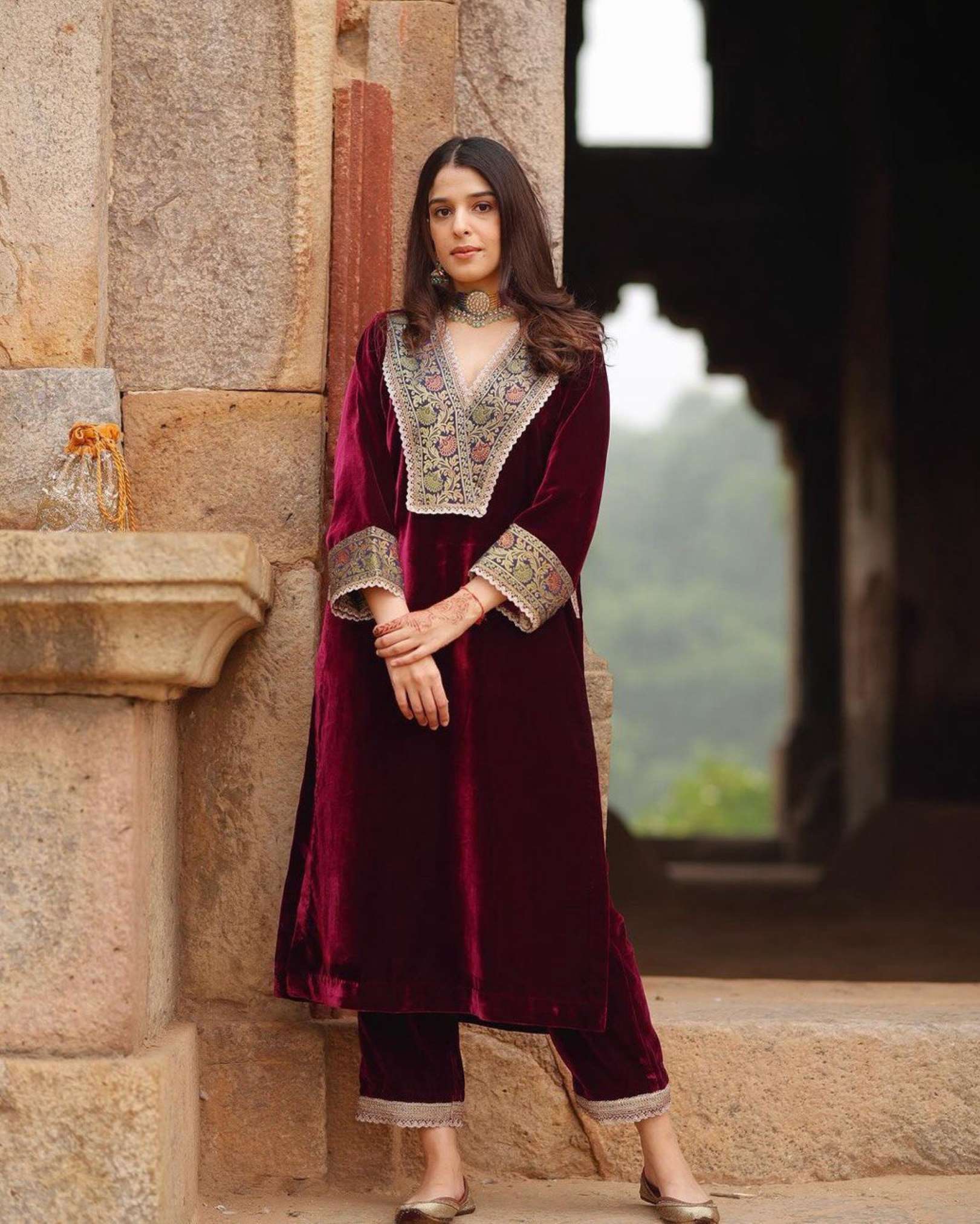 Sumshy Latest Jacquard Velvet Pakistani Dress