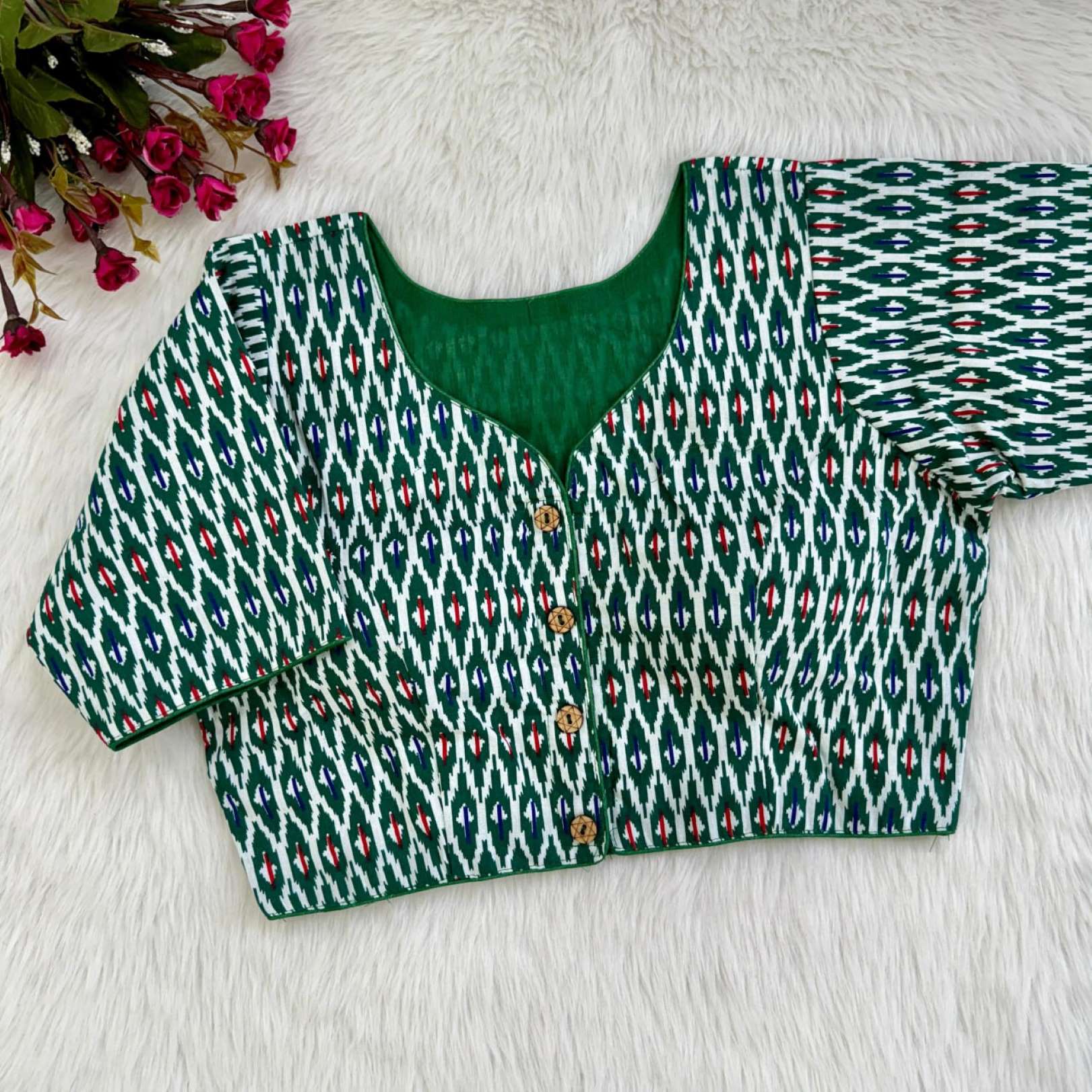 Sumshy Ikkat Printed Pure Erode Cotton Blouse