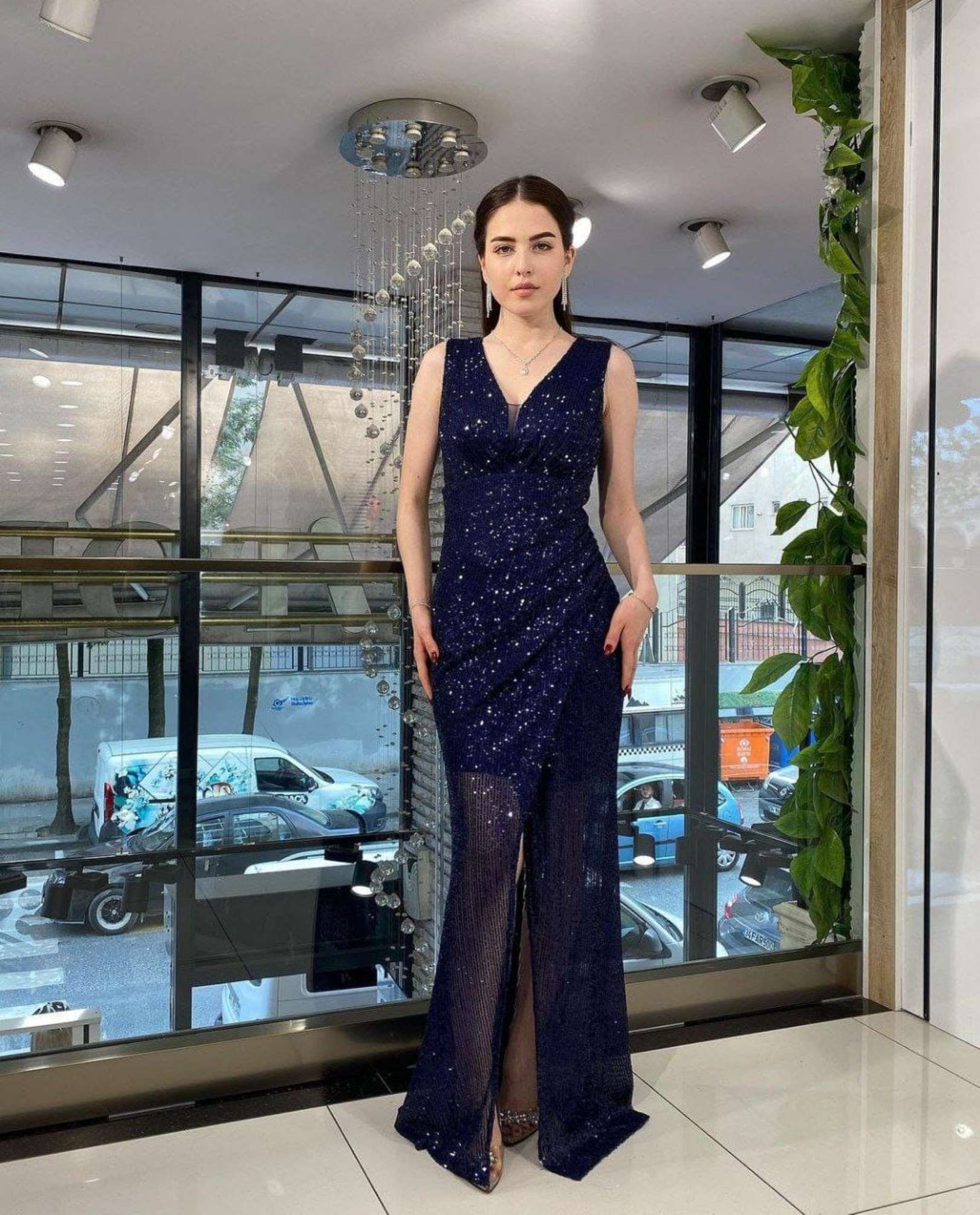 Sumshy Designer Georgette Sequence Work Bodycon Dress