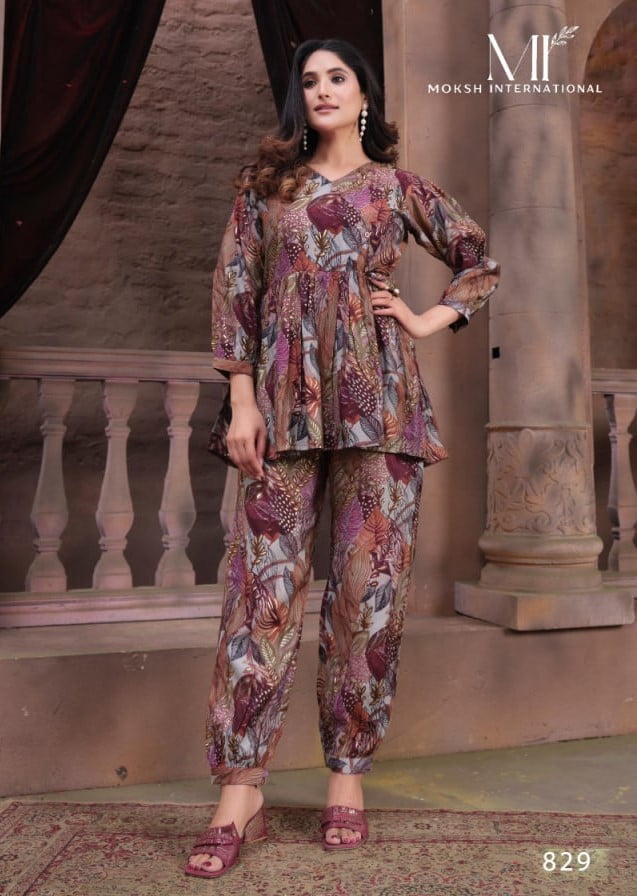 Moksh International Moon Printed Premium Chanderi Co-ord Set