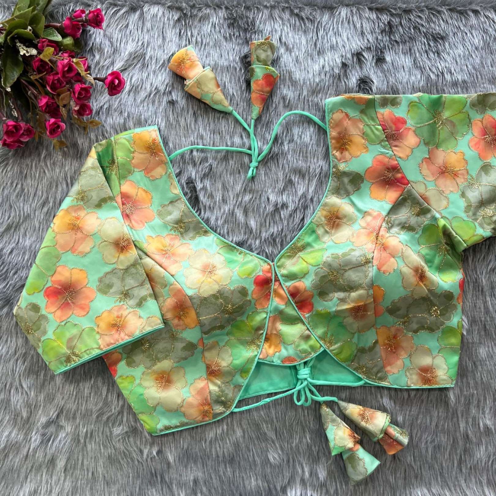 Sumshy Latest Party Wear Embroidery Malai Silk Designer Blouse