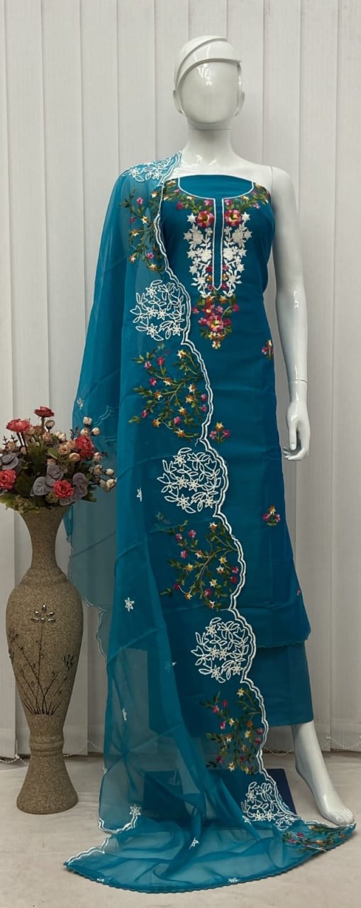 Sumshy Kanika Fancy Dress Material With Embroidery Work