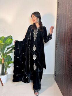 Sumshy Ladies Wear Black Velvet Pakistani Dress