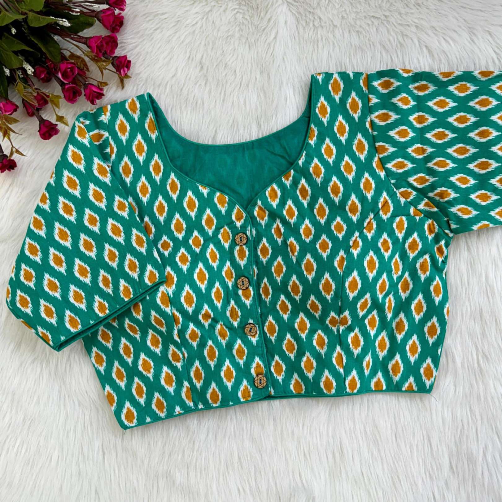 Sumshy Ikkat Printed Pure Erode Cotton Blouse