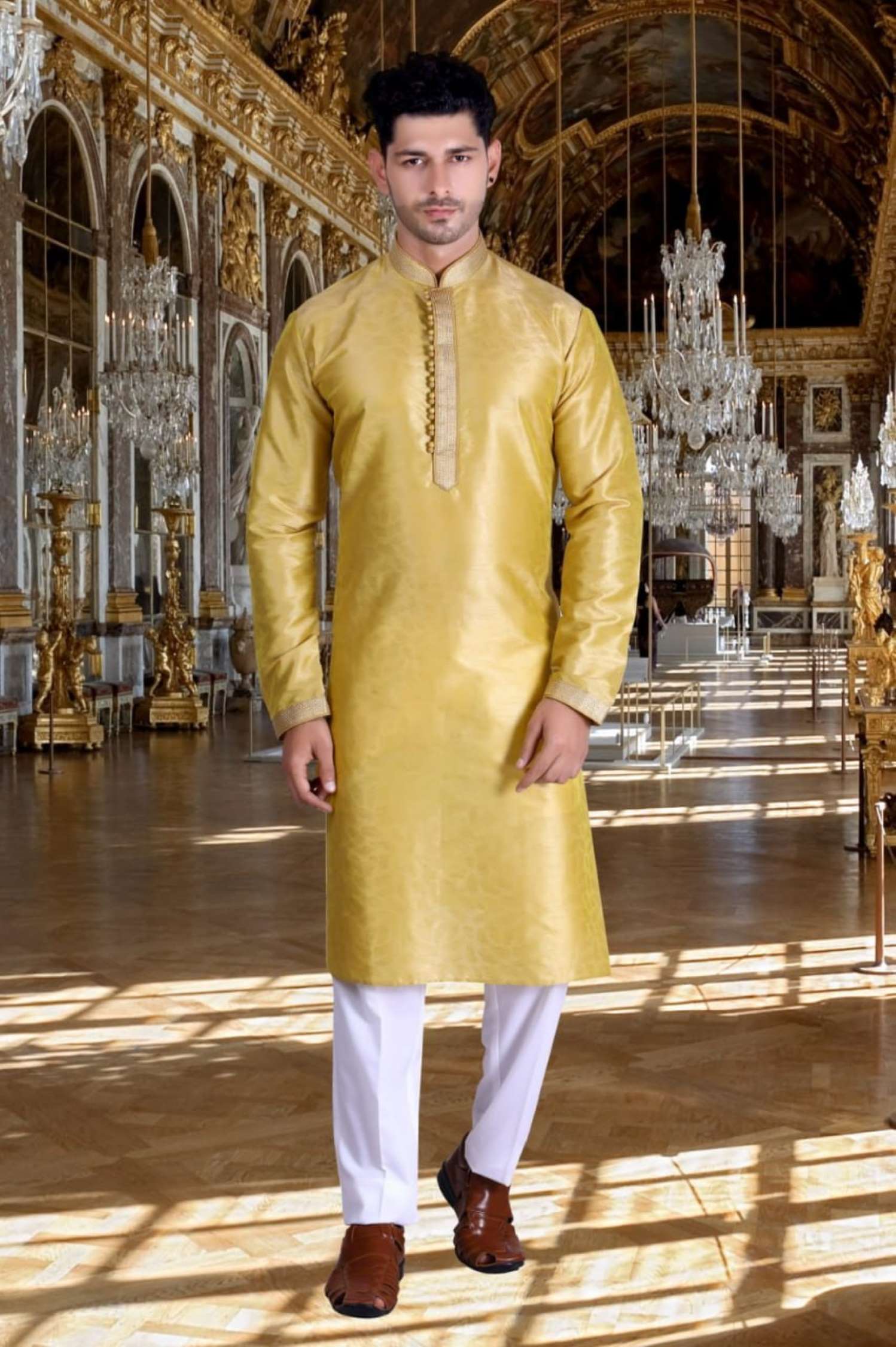 Sumshy Wedding Wear Silk Mens Kurta Pajama