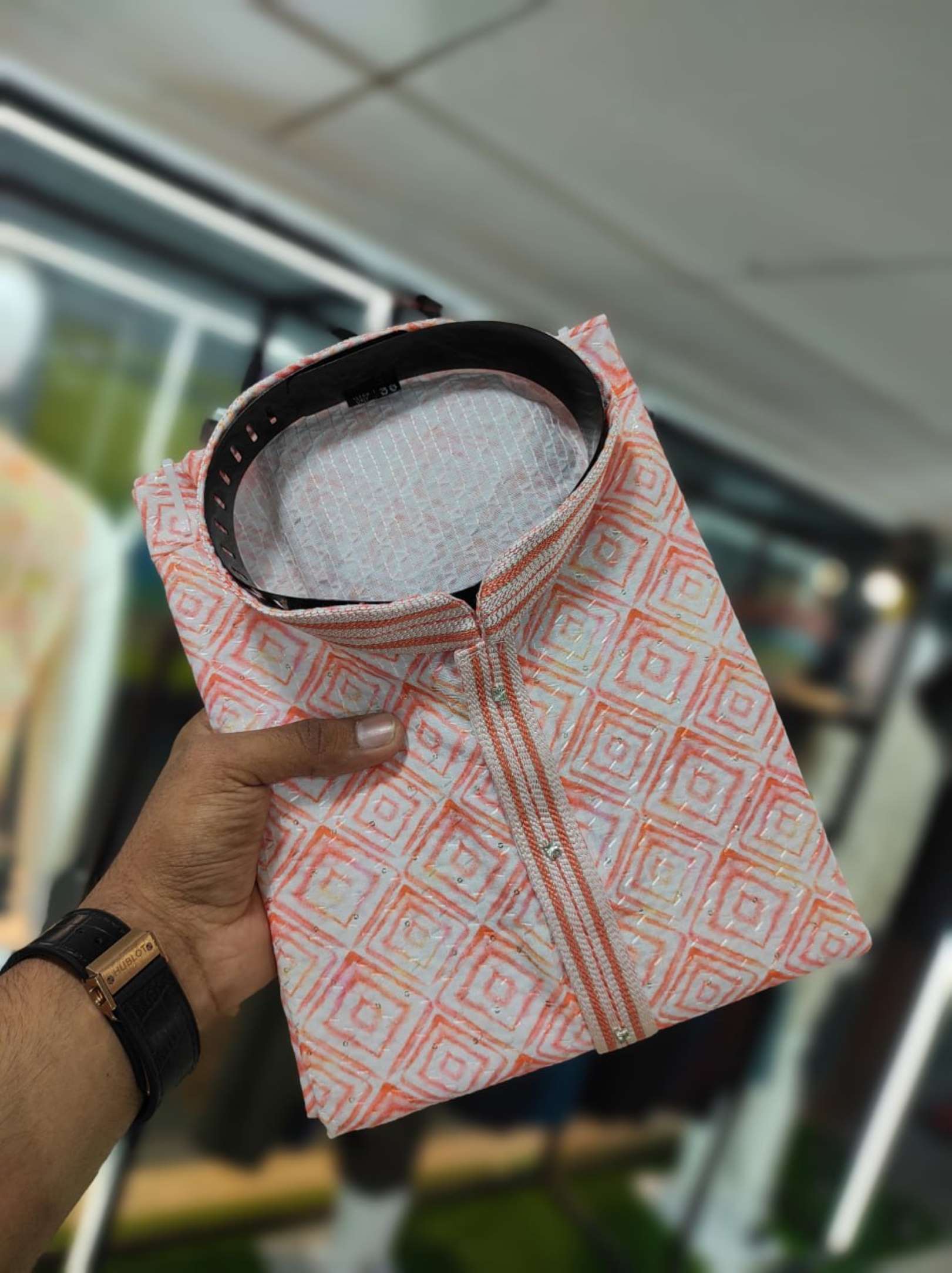 Sumshy Digital Printed Linen Cotton Mix Mens Kurta Pajama