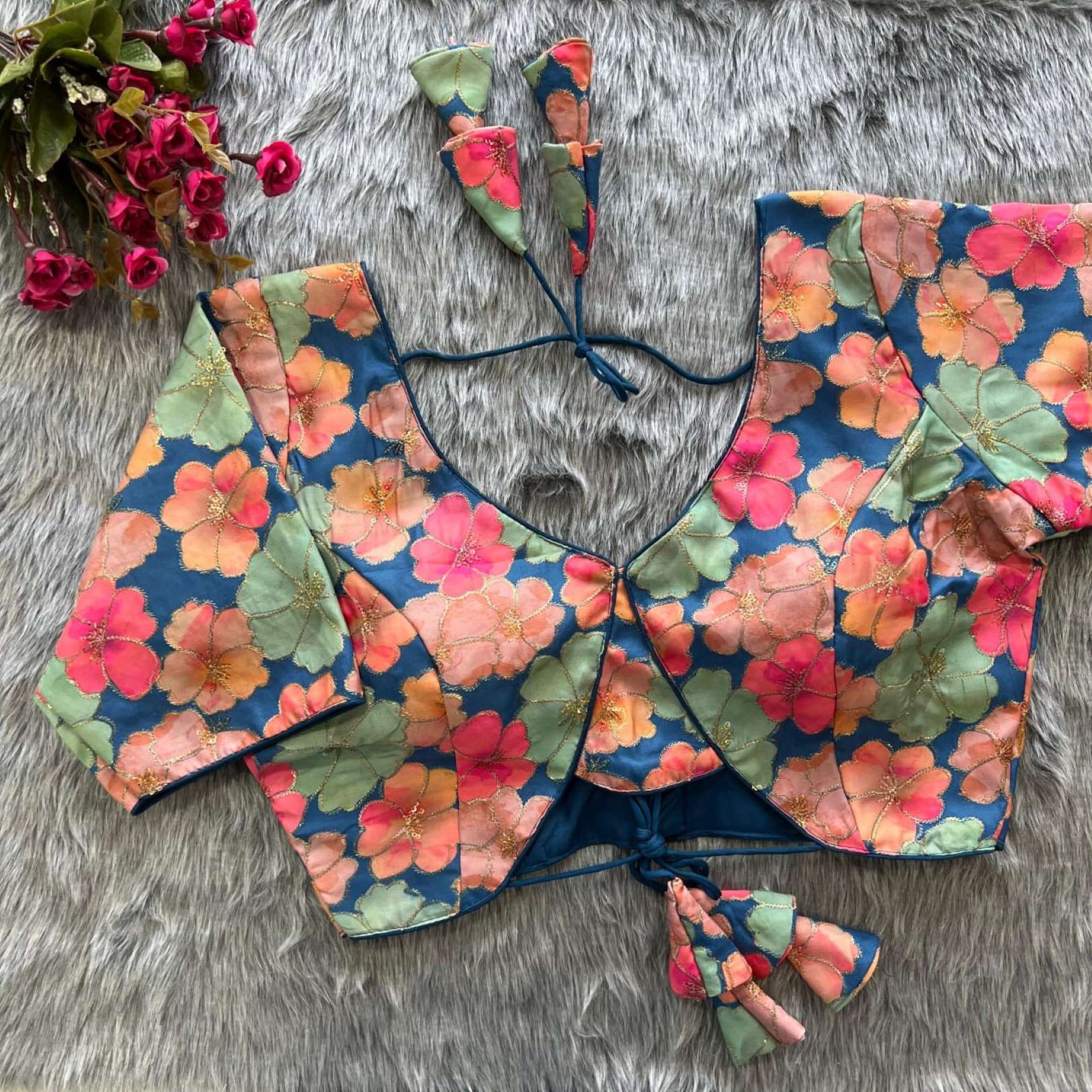 Sumshy Latest Party Wear Embroidery Malai Silk Designer Blouse