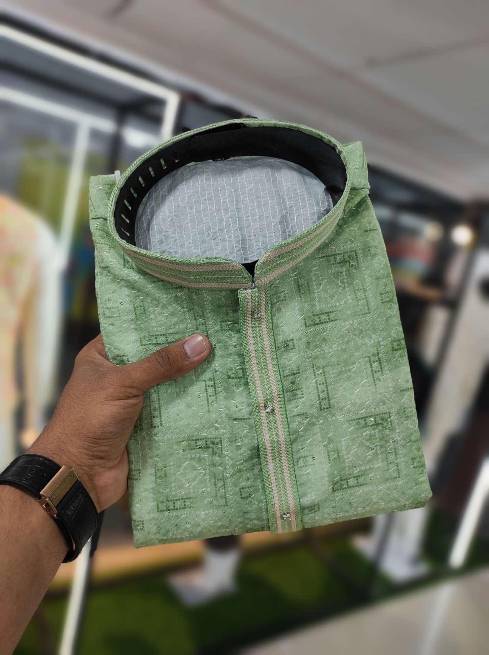 Sumshy Digital Printed Linen Cotton Mix Mens Kurta Pajama