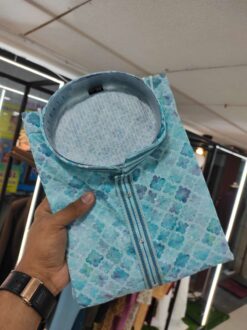 Sumshy Printed Linen Cotton Mix Mens Kurta Pajama