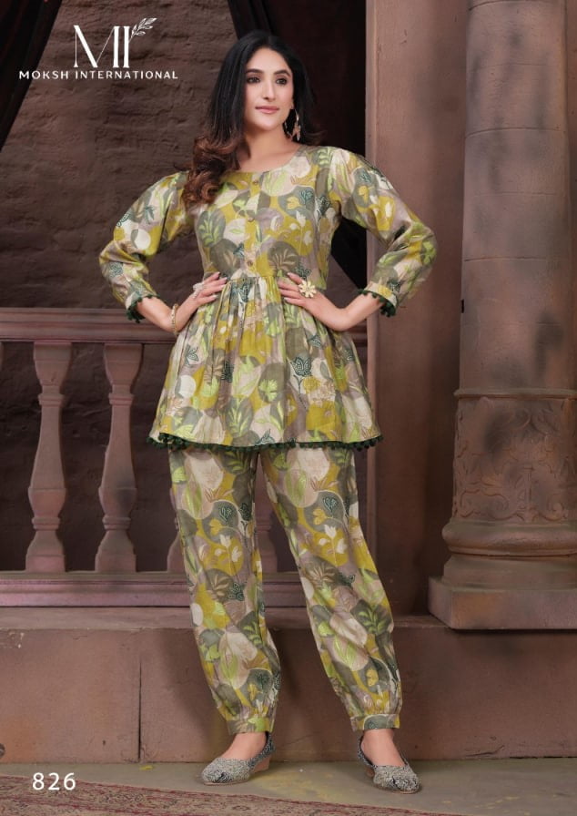 Moksh International Moon Printed Premium Chanderi Co-ord Set