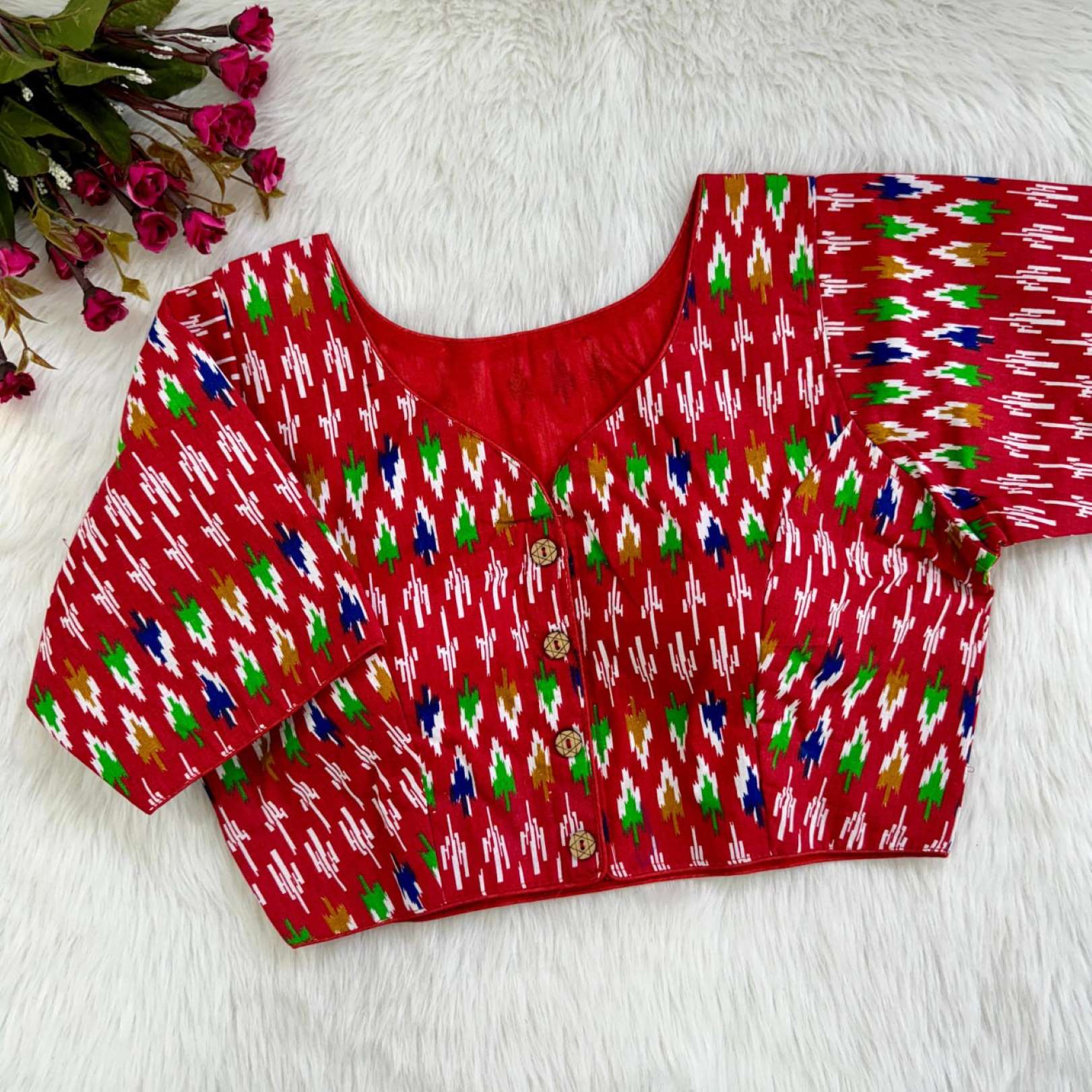 Sumshy Ikkat Printed Pure Erode Cotton Blouse