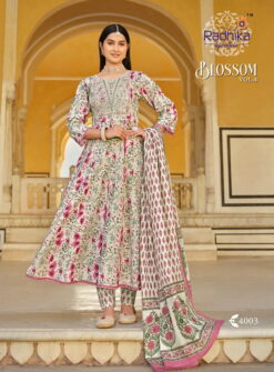 Radhika Blossom Vol 4 Cotton Kurti Bottom With Dupatta 06 Pcs Set